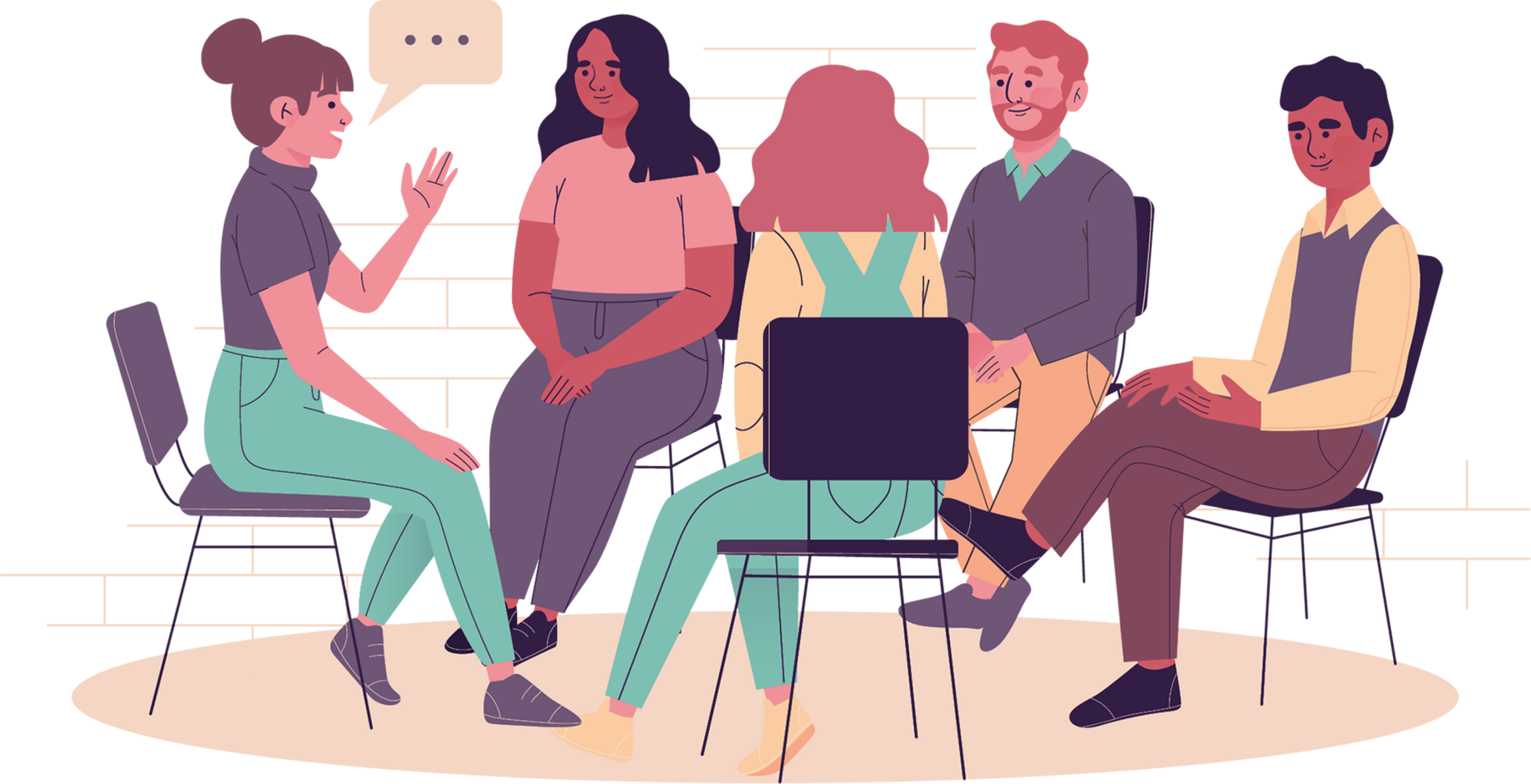 Mehrere Personen sitzen zusammen an einem Tisch