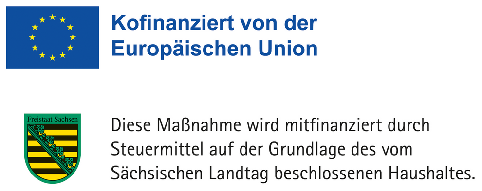 Hinweis auf Kofinanzierung durch die Europäische Union und den Freistaat Sachsen